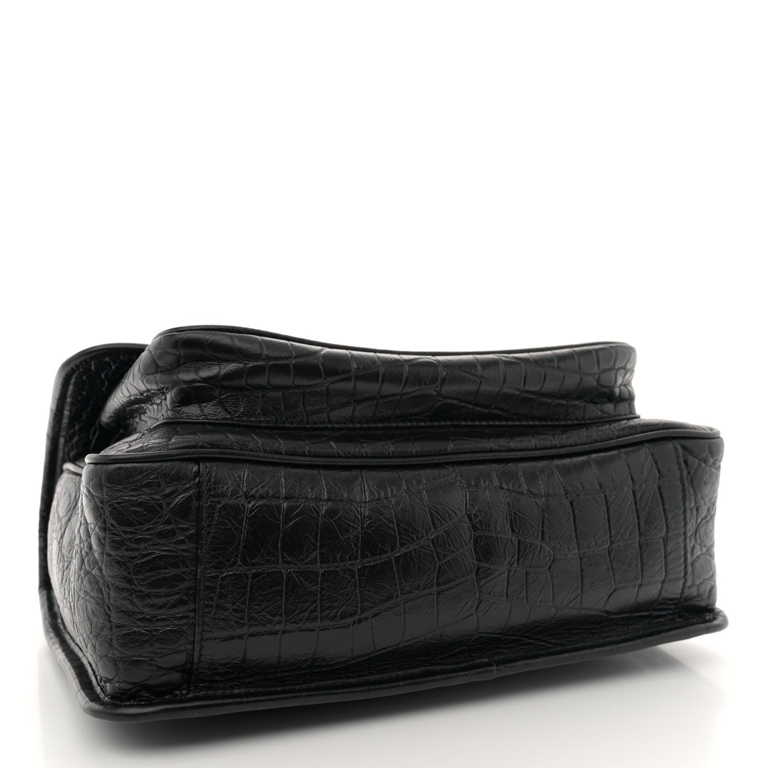 Saint Laurent Crocodile Embossed Lambskin Monogram Medium Niki Chain Satchel Black 4 of 11