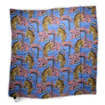Gucci Modal Silk Bengal Square Scarf Blue 1 of 4