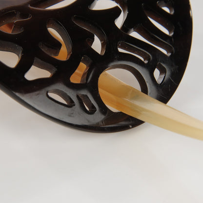 Hermes Buffalo Horn Curved Rocaille Hair Barrette Natural 4 of 6