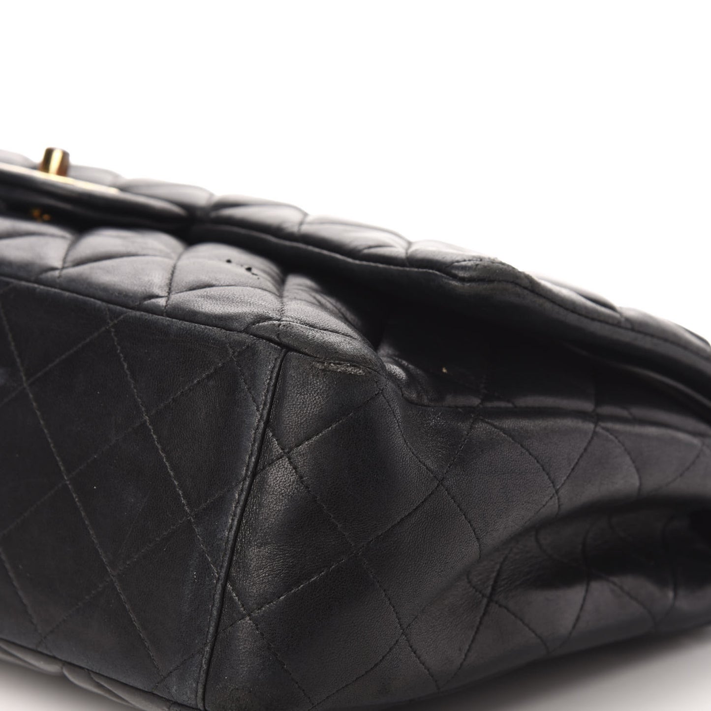 Lambskin Quilted Maxi Double Flap Black