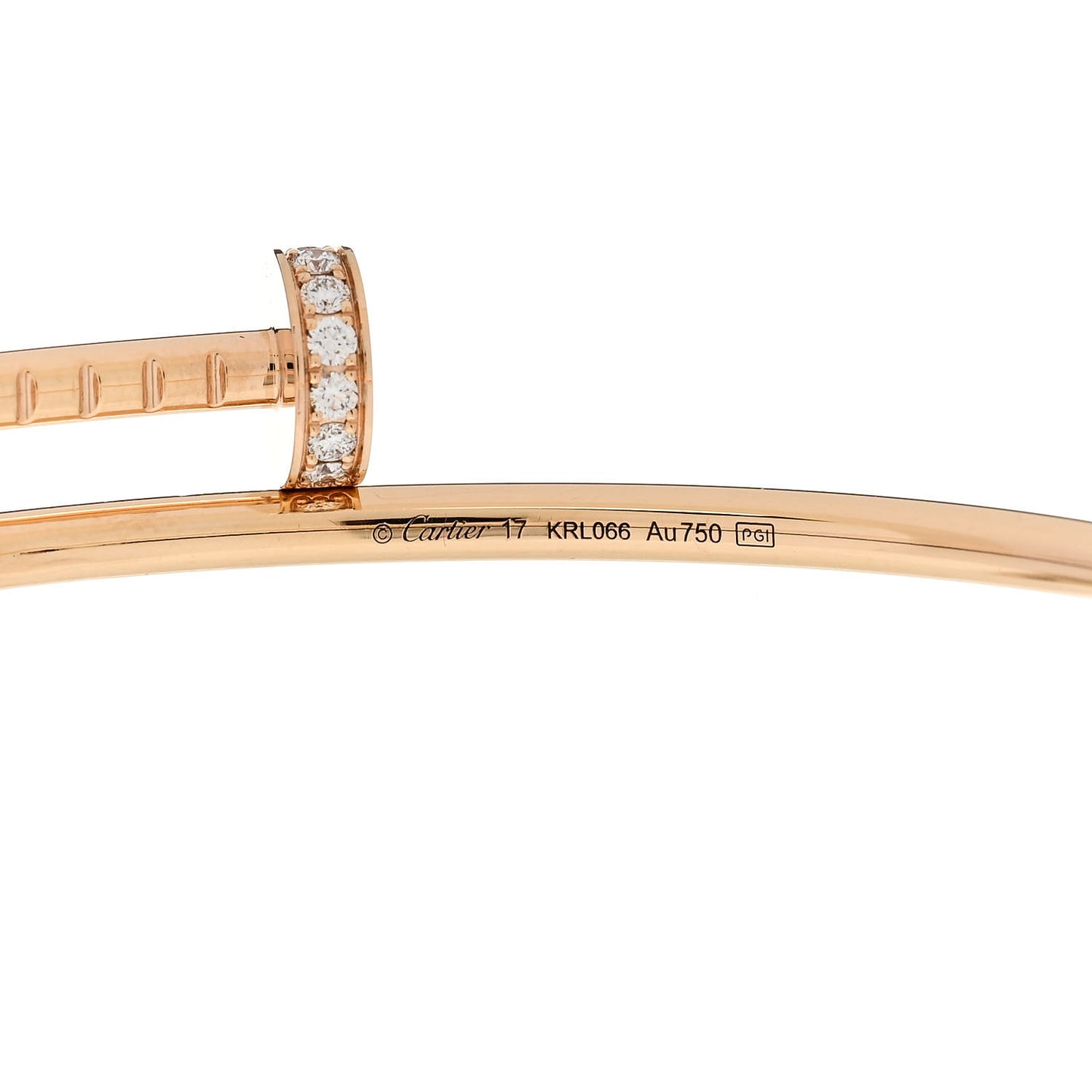 18K Pink Gold Diamond Small Juste Un Clou Bracelet 16