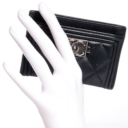 Chanel Lambskin Boy Card Holder Black 2 of 9