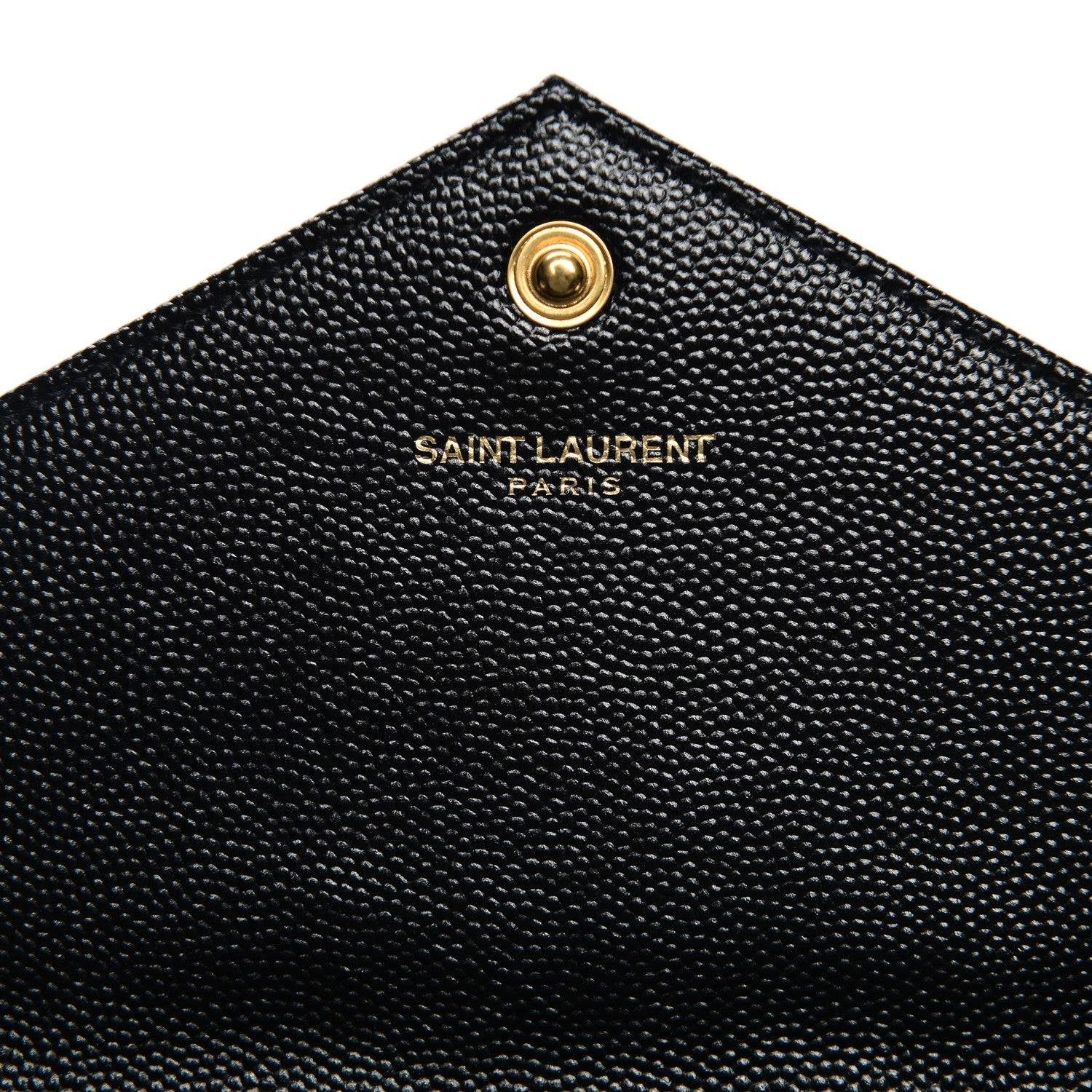 Saint Laurent Grain De Poudre Matelasse Chevron Monogram Envelope Chain Wallet Black 6 of 7