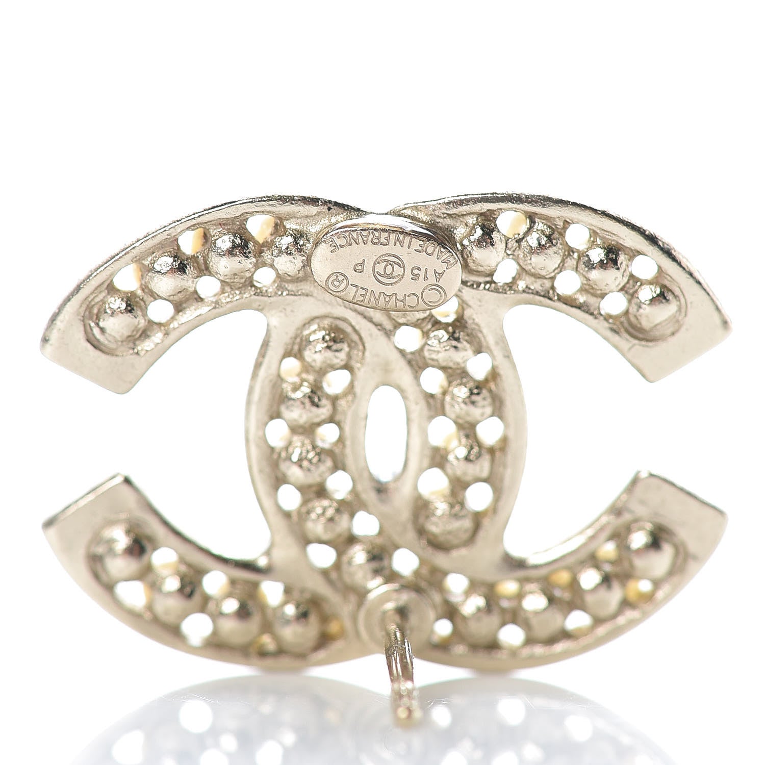 Chanel Pearl CC Earrings Light Gold 4 of 5