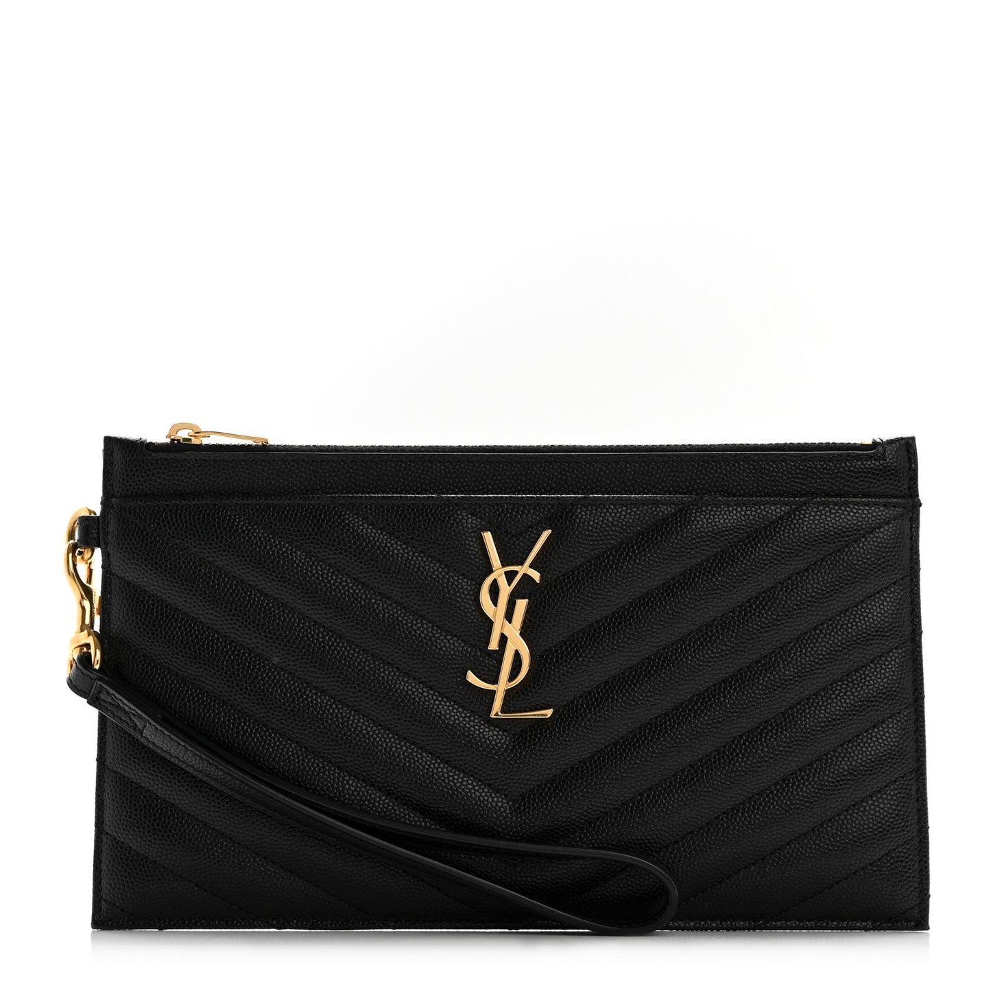 Grain De Poudre Chevron Monogram Large Bill Pouch Black