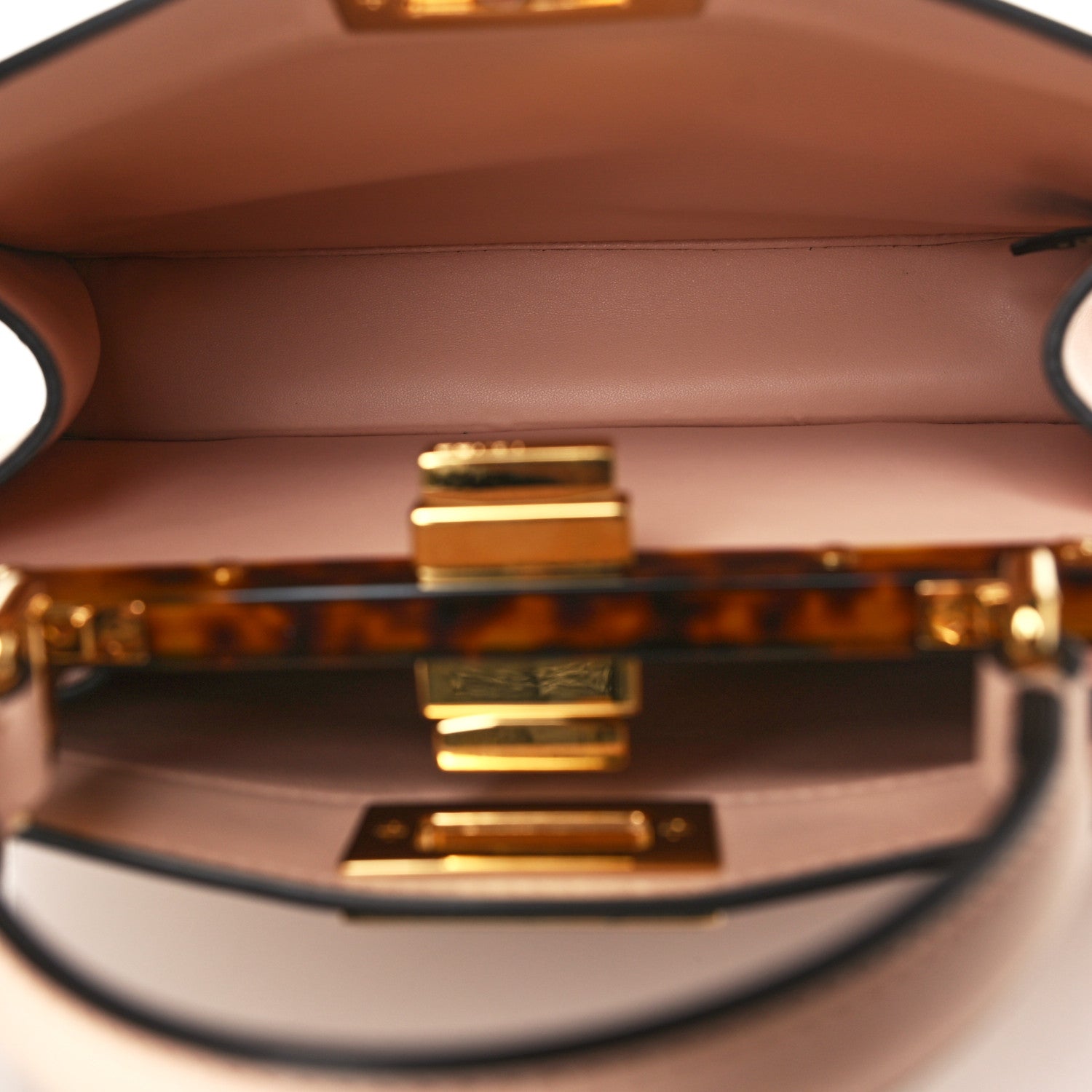 Fendi Vitello Seta Shiny Nappa Plexiglass Small Peekaboo I SEE U Satchel Light Rose 5 of 9