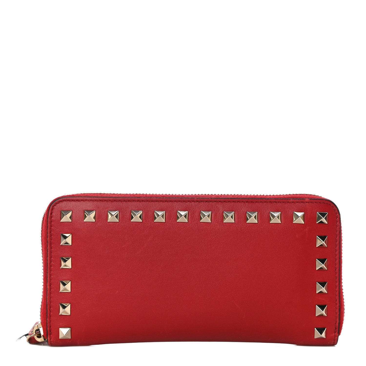 Valentino Garavani Calfskin Rockstud Zip Around Wallet Rosso Valentino 1 of 12
