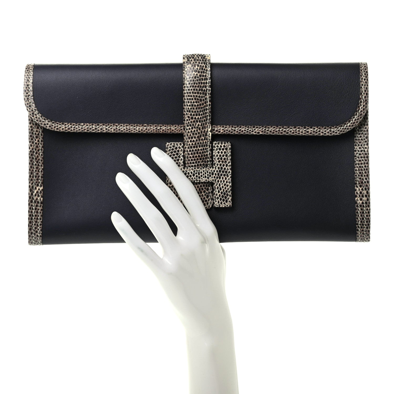 Hermes Swift Lizard Jige Elan Touch 29 Clutch Bleu Nuit Ombre 2 of 6