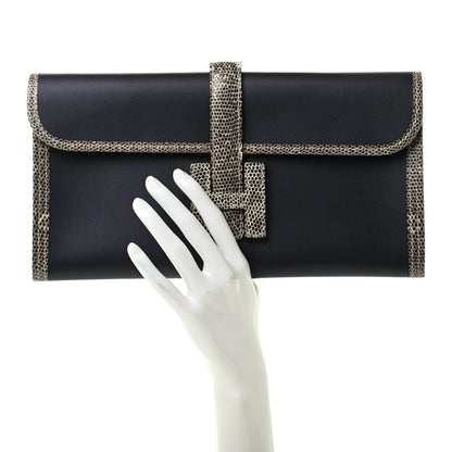 Hermes Swift Lizard Jige Elan Touch 29 Clutch Bleu Nuit Ombre 2 of 6