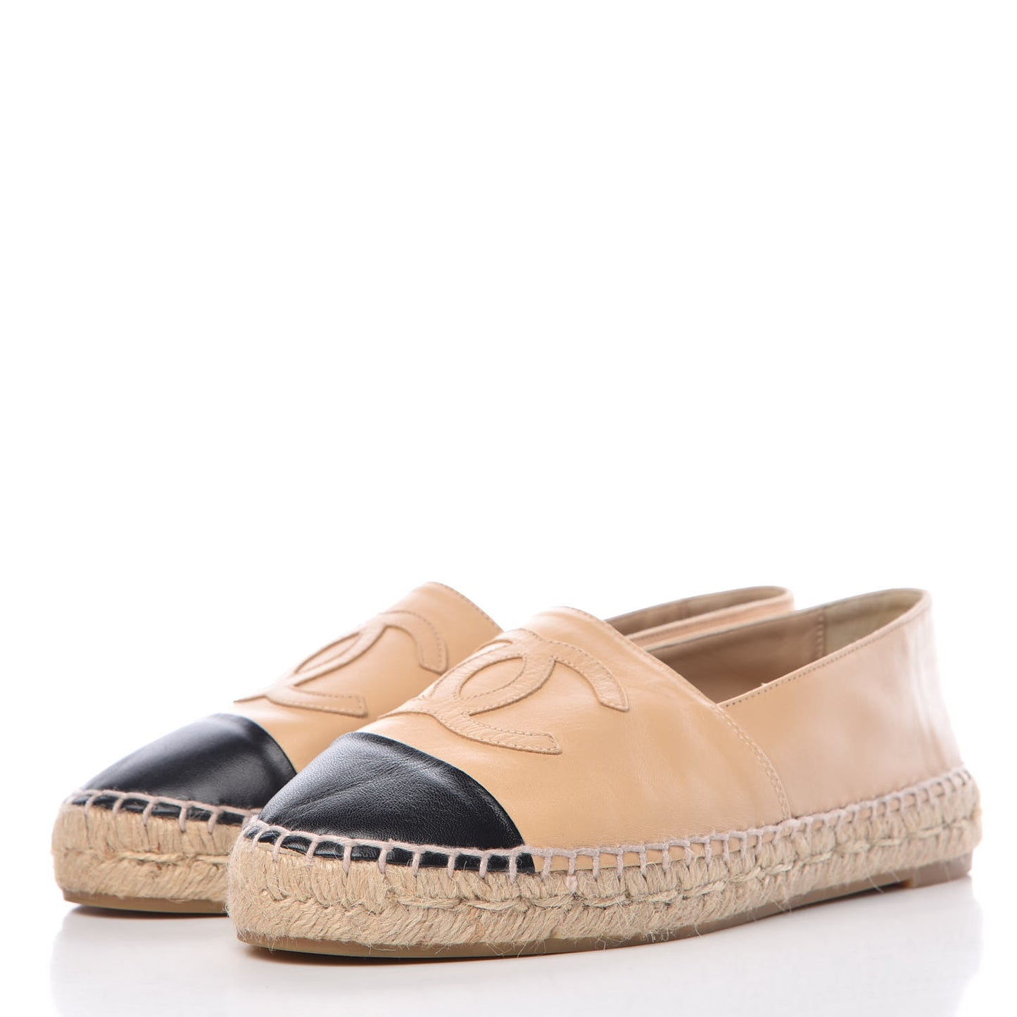 Lambskin CC Espadrilles 35 Beige Black