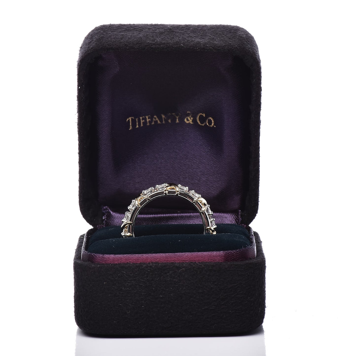 18K Yellow Gold Platinum Diamond Schlumberger Sixteen Stone Ring 52 6