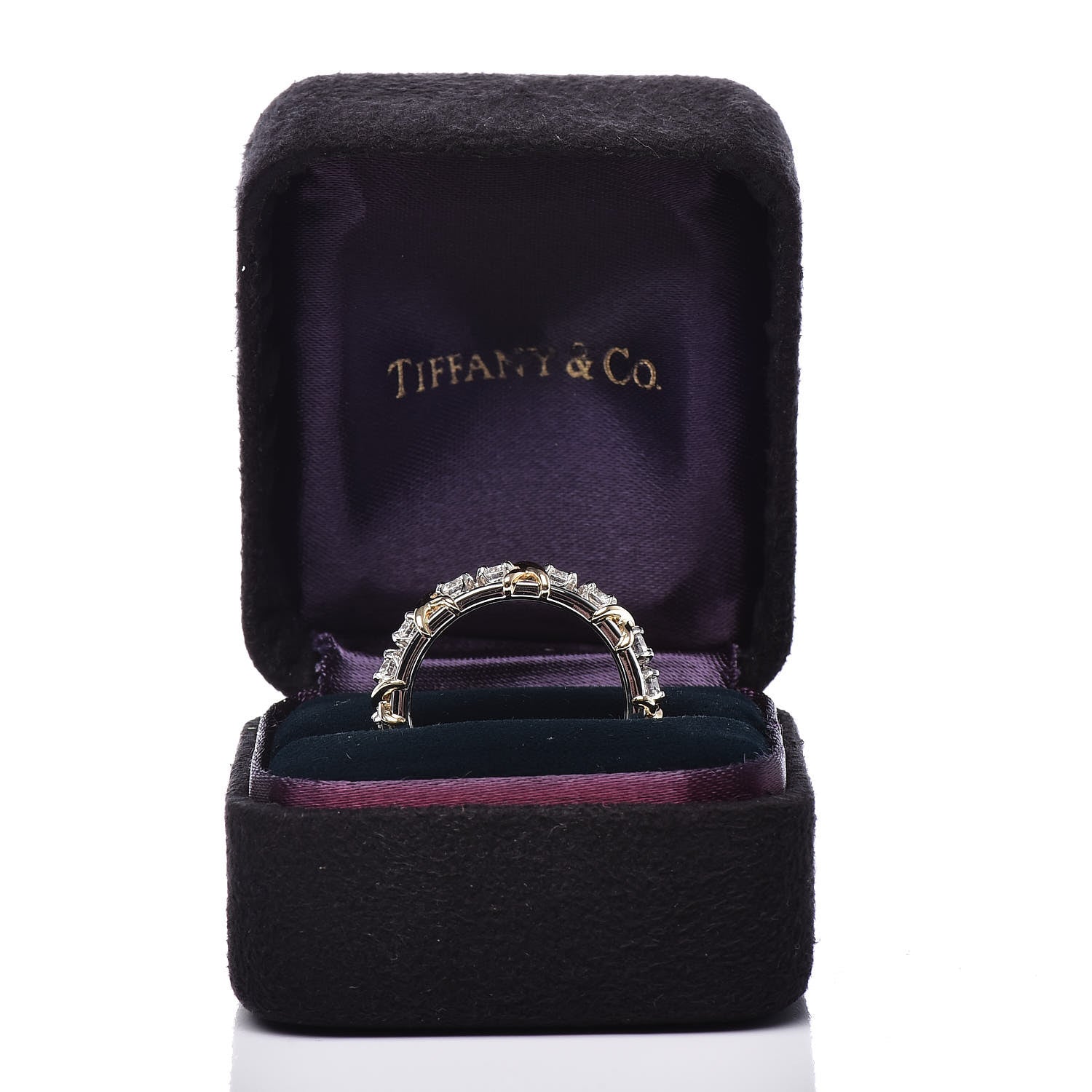 Tiffany 18K Yellow Gold Platinum Diamond Schlumberger Sixteen Stone Ring 52 6 6 of 6