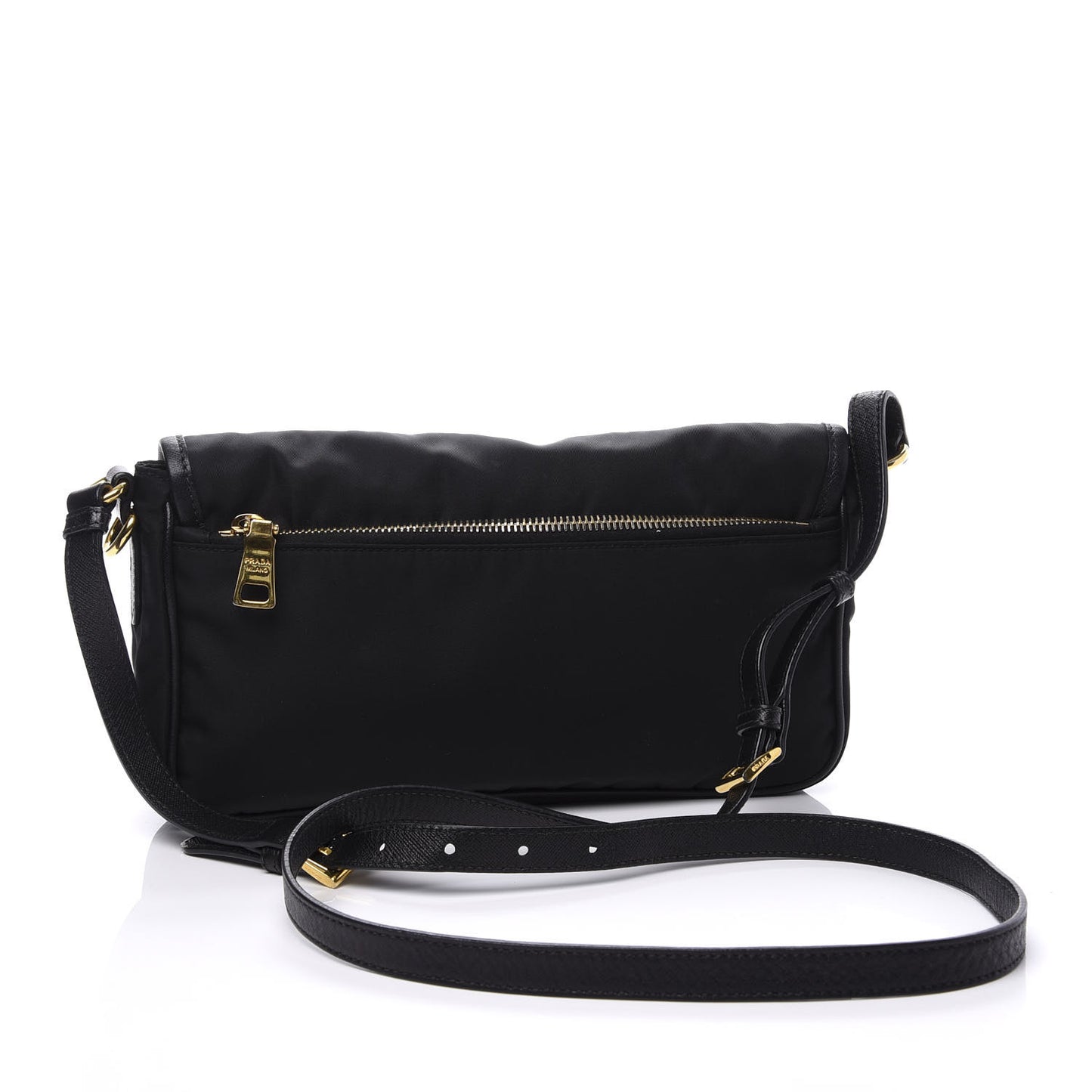 Tessuto Nylon Saffiano Small Messenger Bag Black
