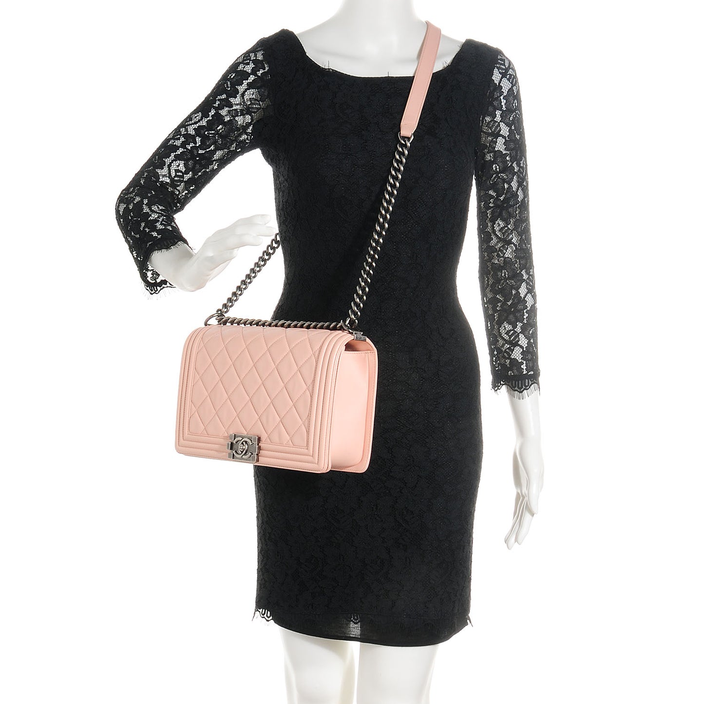 Calfskin Quilted Large Boy Flap Pink