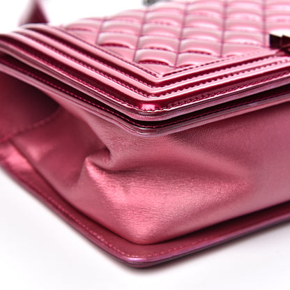 Chanel Metallic Patent Calfskin Quilted Medium Boy Flap Pink 9 of 17