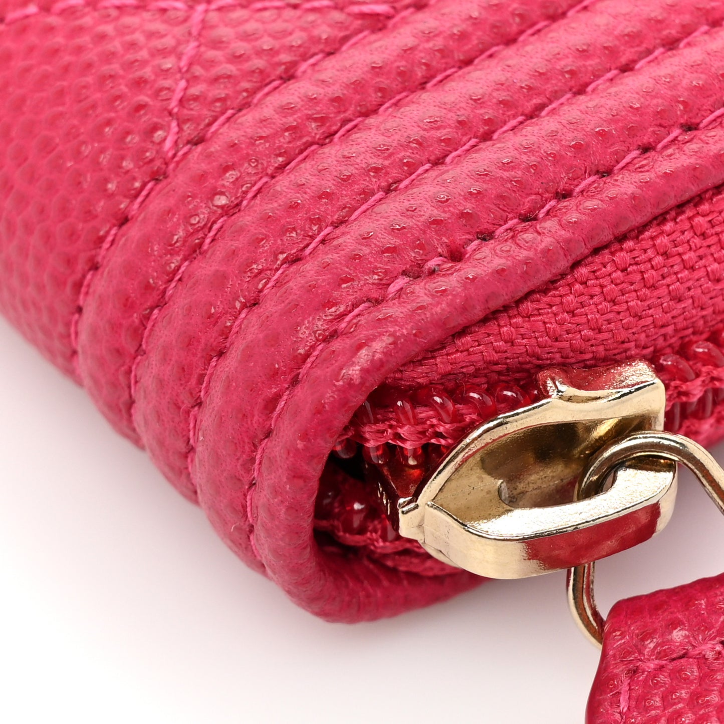 Caviar Quilted Small Boy Zip Around Wallet Fuchsia