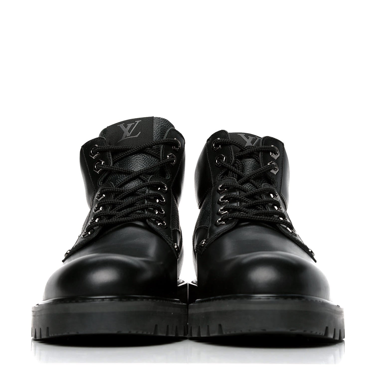 Louis Vuitton Calfskin Damier Graphite Oberkampf Ankle Boots 8 Black 2 of 4