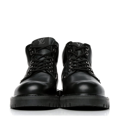Louis Vuitton Calfskin Damier Graphite Oberkampf Ankle Boots 8 Black 2 of 4