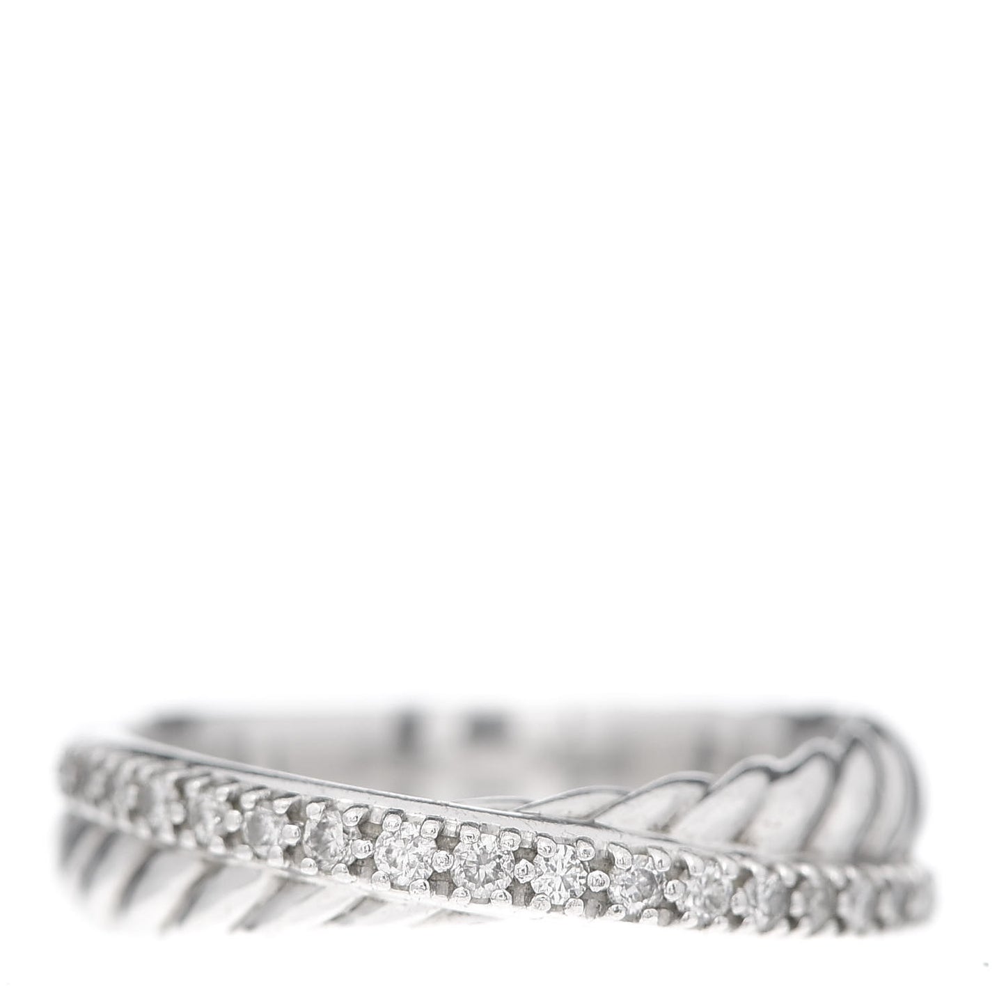 Sterling Silver Diamond 5mm Crossover Ring 52 6