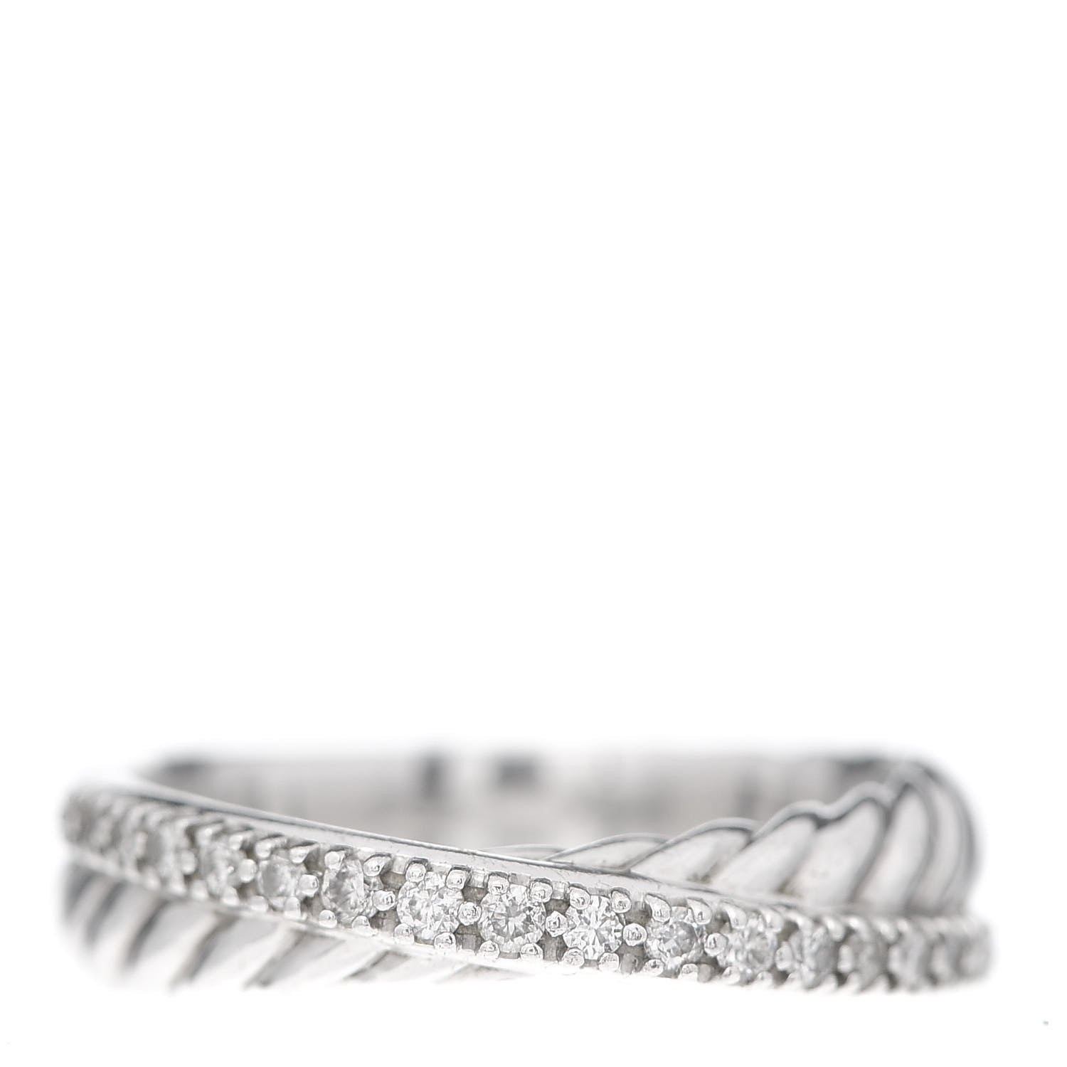 David Yurman Sterling Silver Diamond 5mm Crossover Ring 52 6 1 of 4