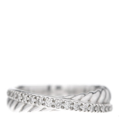 David Yurman Sterling Silver Diamond 5mm Crossover Ring 52 6 1 of 4