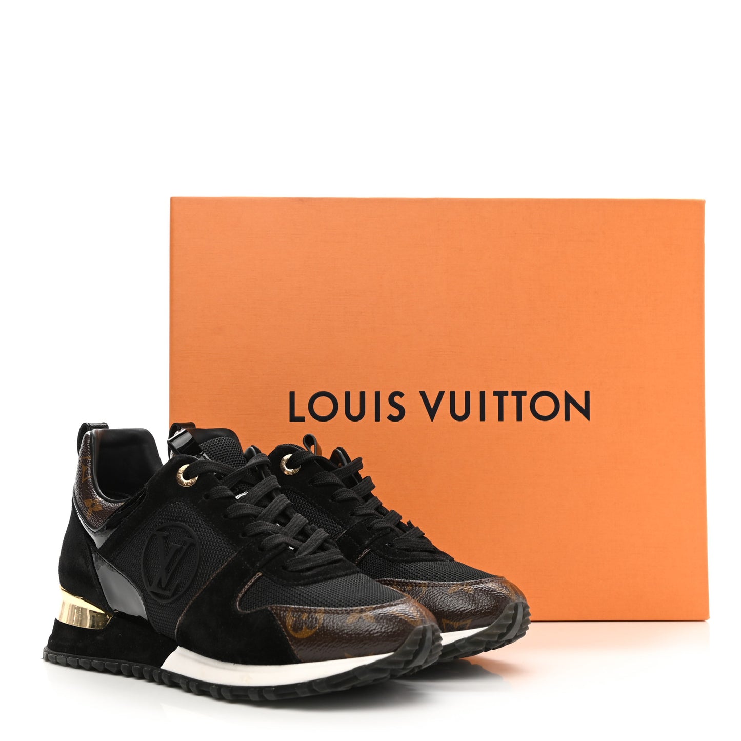 Suede Monogram Run Away Sneakers 38 Black