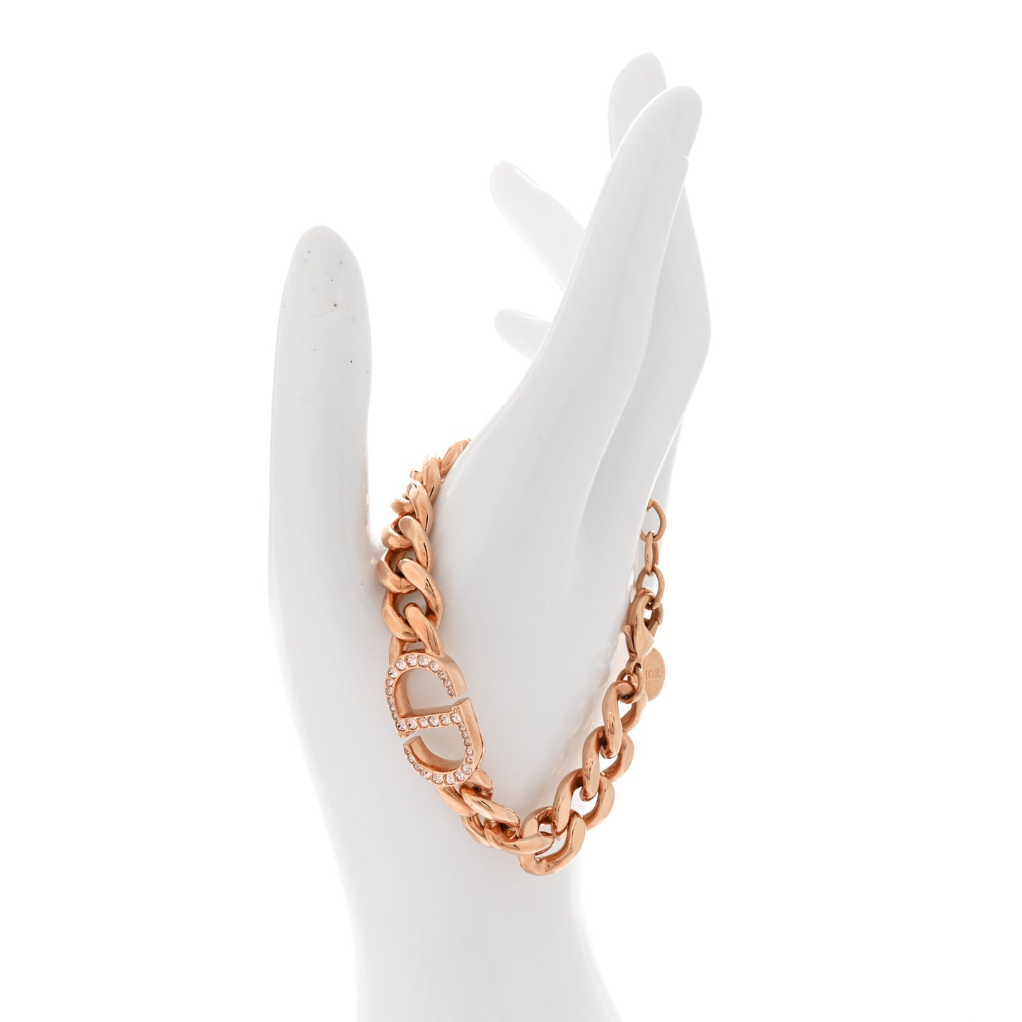 Metal Crystal CD Chain Link Bracelet Rose Gold