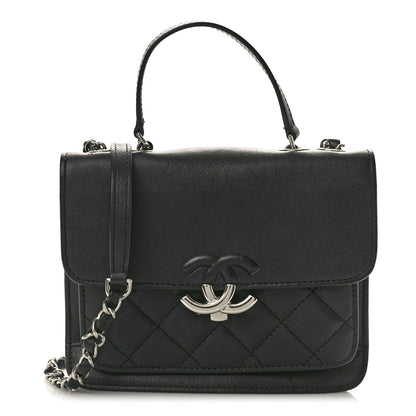 Chanel Grained Calfskin Quilted Small CC Box Top Handle Flap Black 1 of 10