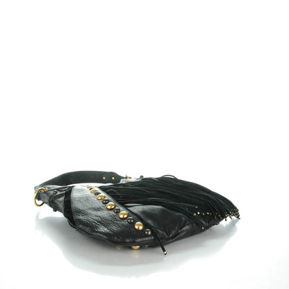 Gucci Calfskin Suede Fringe Babouska Hobo Black 4 of 8