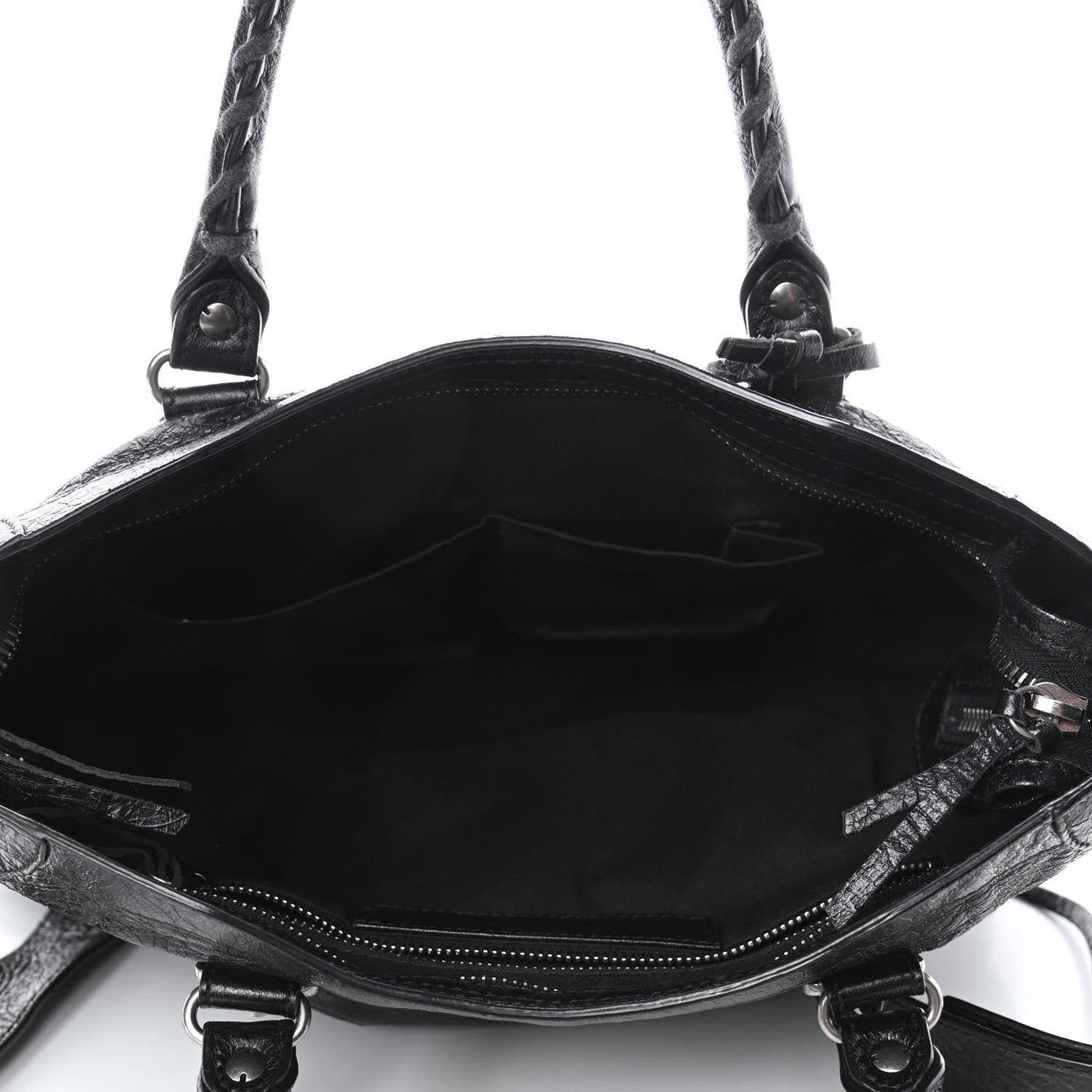 Chevre Silver Metallic Edge Hardware S City Black