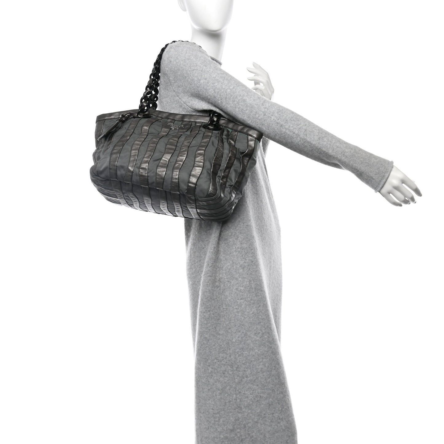 Metallic Nappa Tessuto Nylon Mordore Stripes Tote Ardesia Mord