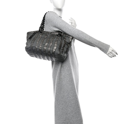 Prada Metallic Nappa Tessuto Nylon Mordore Stripes Tote Ardesia Mord 2 of 10