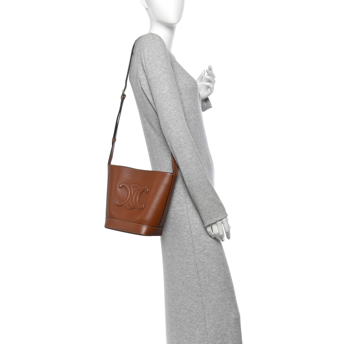 Smooth Calfskin Small Cuir Triomphe Bucket Bag Tan