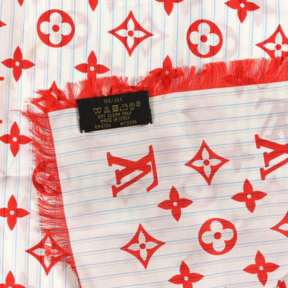 Louis Vuitton Silk Square Monogram Scarf Red 3 of 3