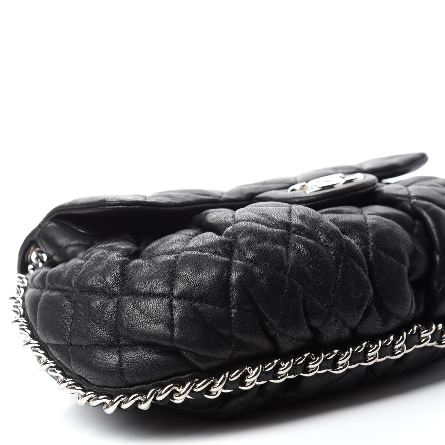 Chanel Washed Lambskin Quilted Medium Chain Around Messenger Black 6 of 13