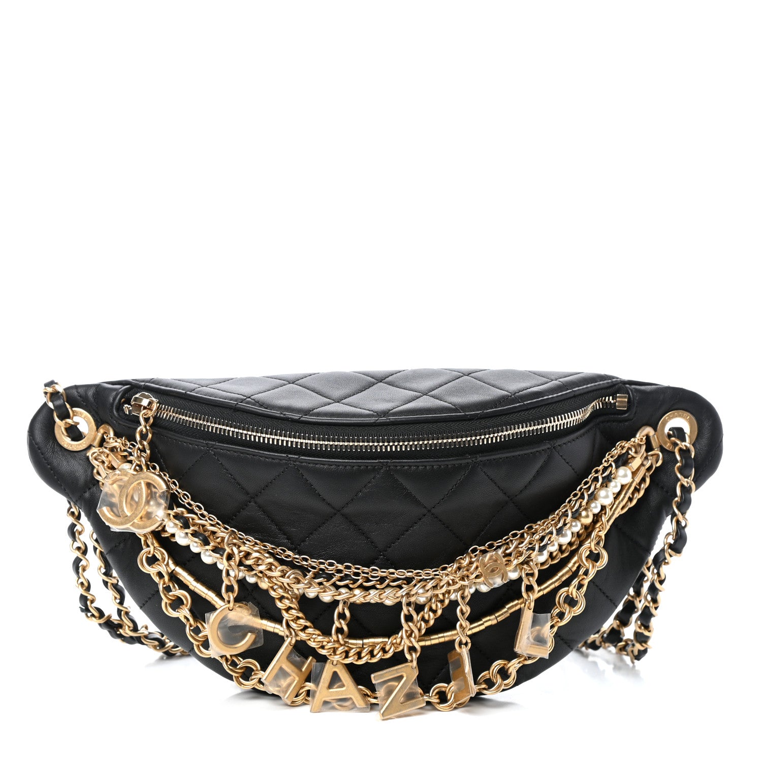 Chanel Lambskin Quilted All About Chains Waist Belt Bag Black 1 of 10