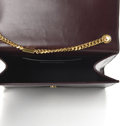 Saint Laurent Calfskin Snakeskin Embossed Medium Classic Monogram Kate Tassel Satchel Dark Red 5 of 10