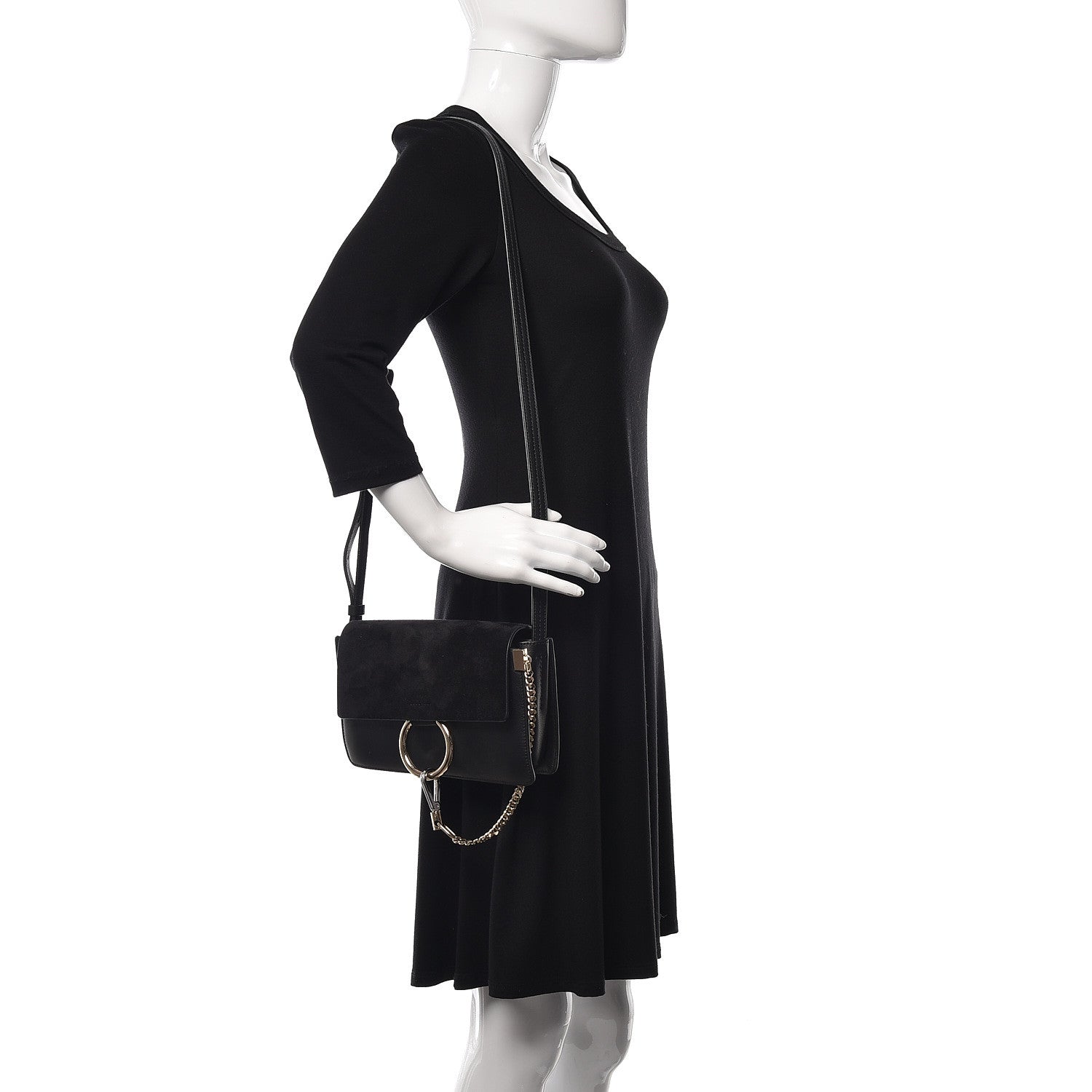 Chloe Suede Calfskin Small Faye Shoulder Bag Black 2 of 11