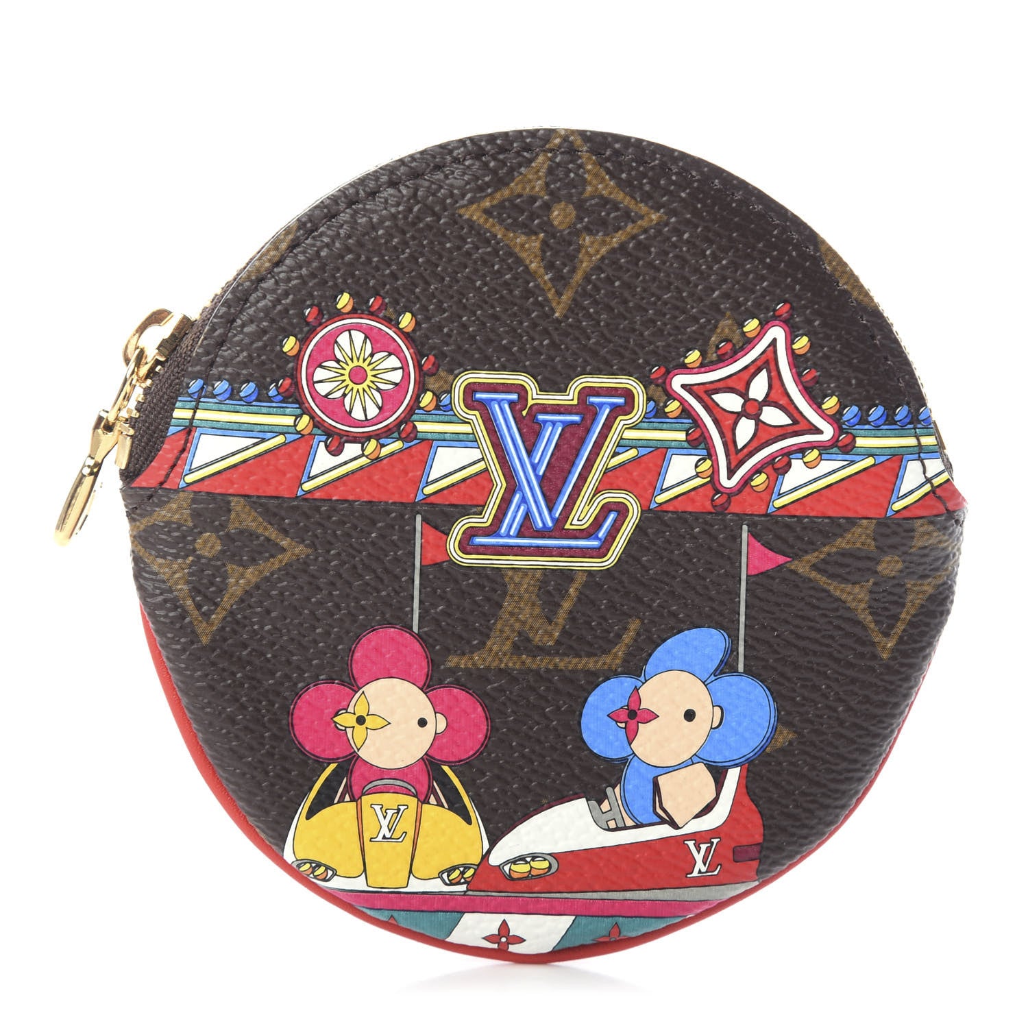 Louis Vuitton Monogram 2020 Christmas Animation Bumper Cars Round Coin Purse Coquelicot 1 of 5