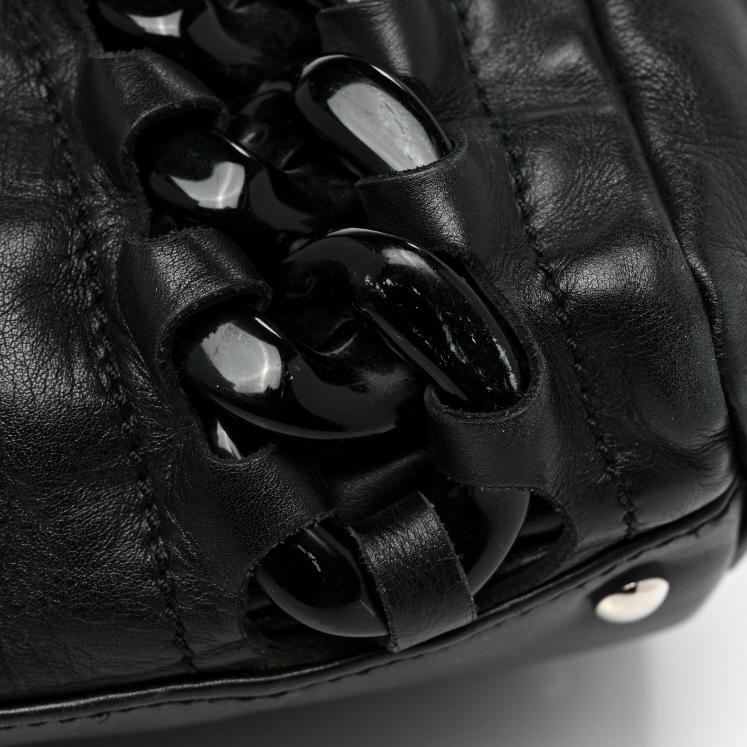 Chanel Calfskin Modern Chain Rhodoid East West Tote Black 16 of 17