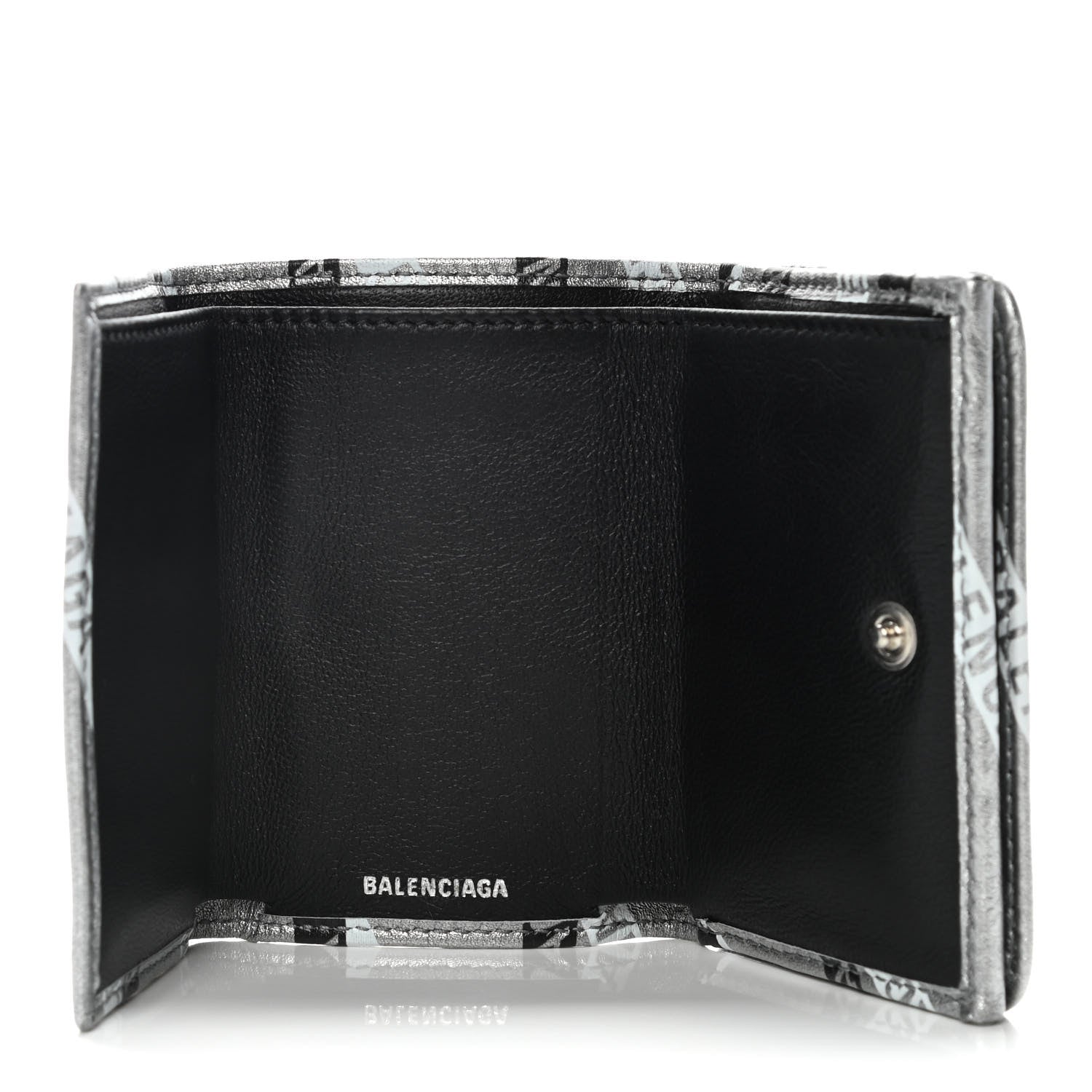 Balenciaga Metallic Calfskin Losange Monogram Mini Everyday Wallet Silver 5 of 9