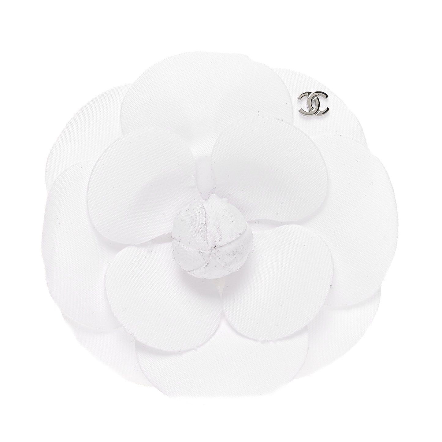 Canvas Camellia Pin Brooch Ivory