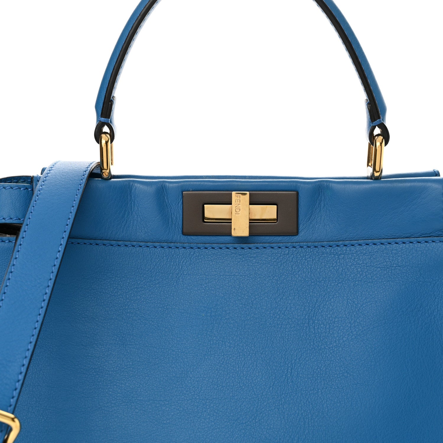 Fendi Vitello Seta Medium Peekaboo Iconic Satchel Blue Royal 8 of 12