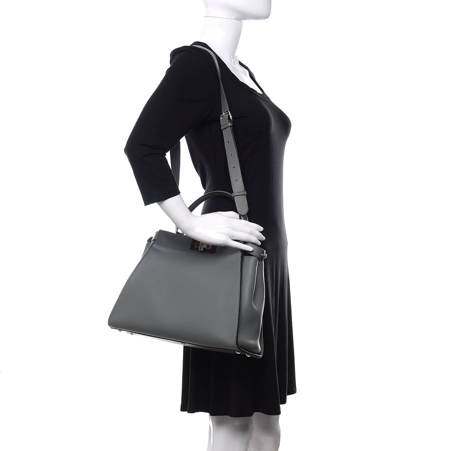 Fendi Vitello Seta Shiny Nappa Medium Peekaboo Iconic Satchel Alga Rosa Doll 2 of 12