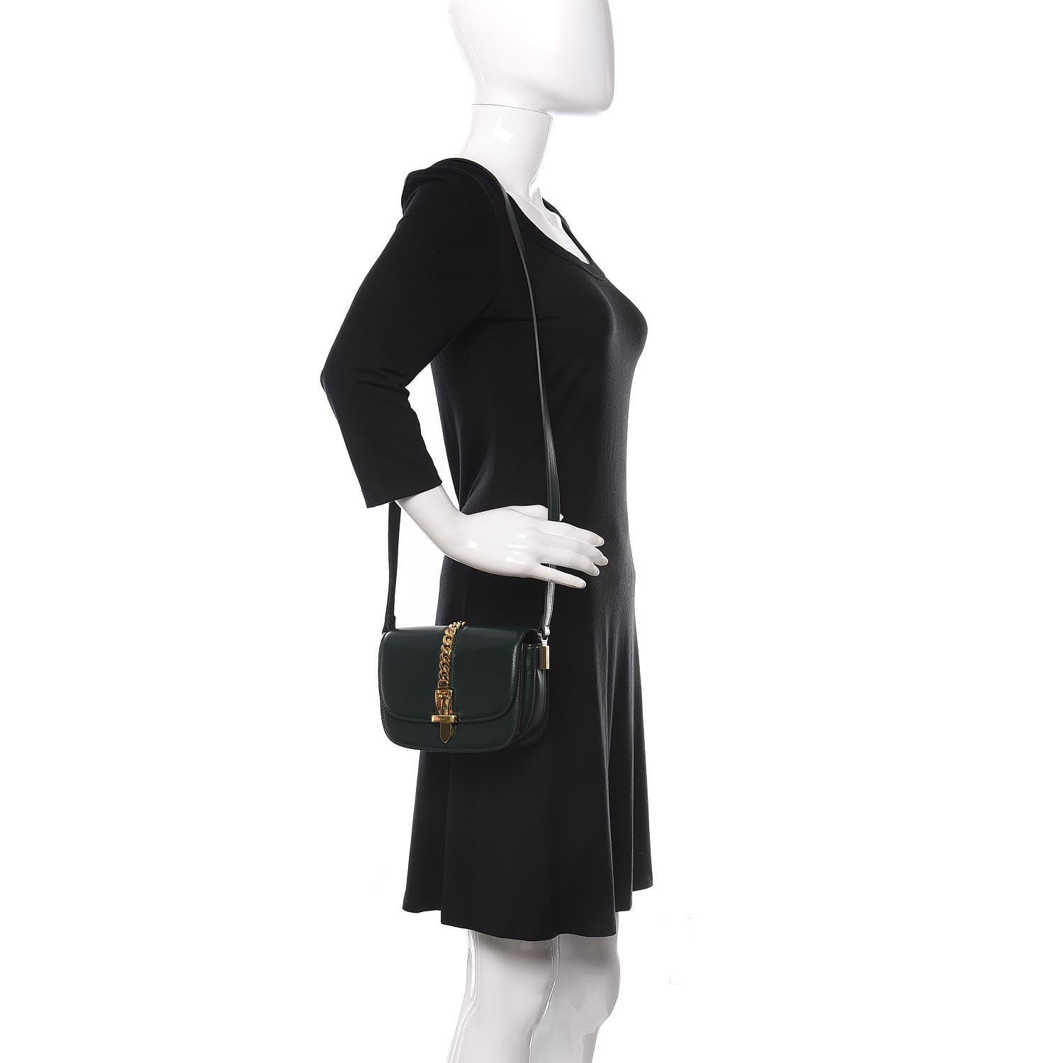 Gucci Azalea Calfskin Mini Sylvie 1969 Flap Messenger Bag Green 2 of 10