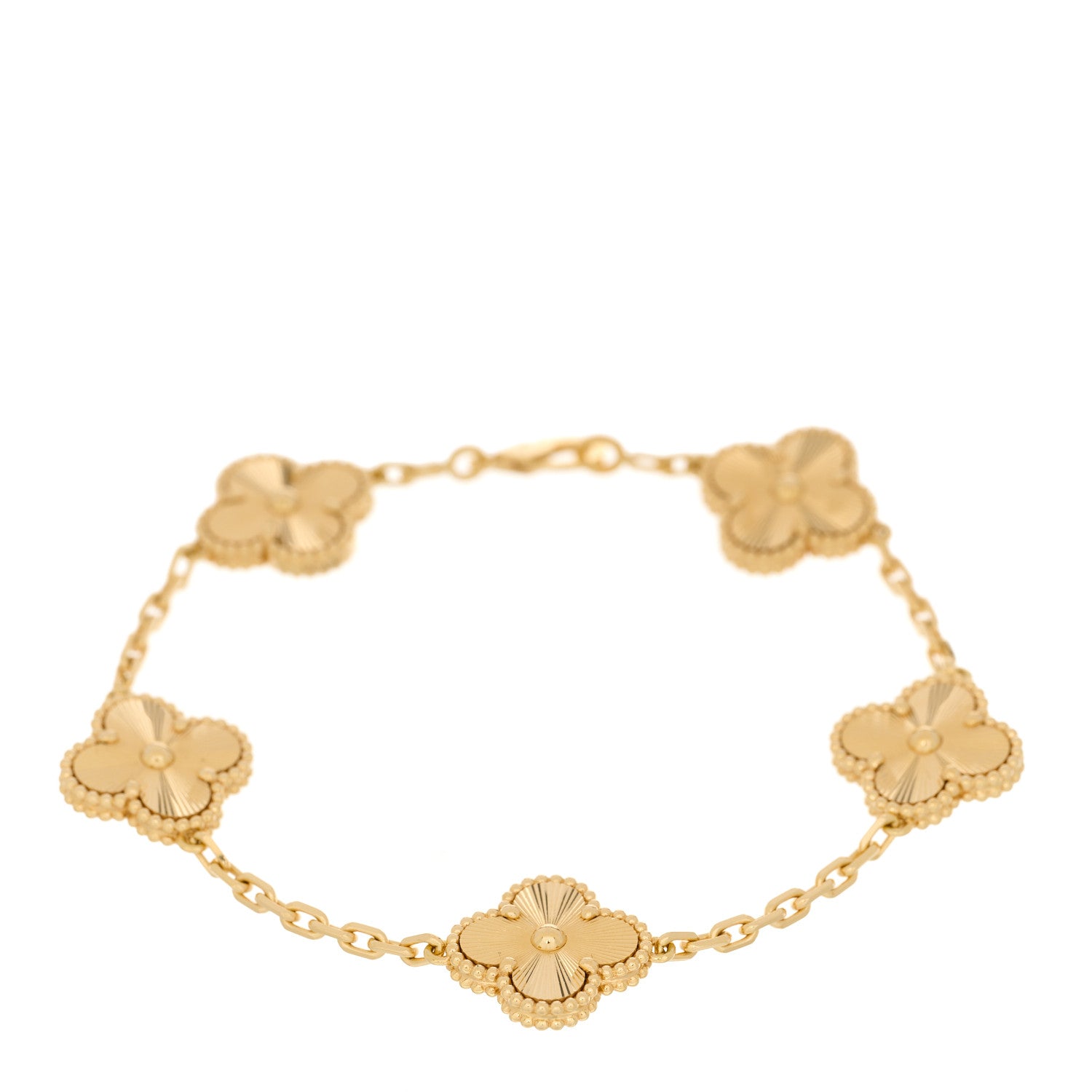Van Cleef & Arpels 18K Yellow Gold 5 Motifs Guilloche Vintage Alhambra Bracelet 1 of 4