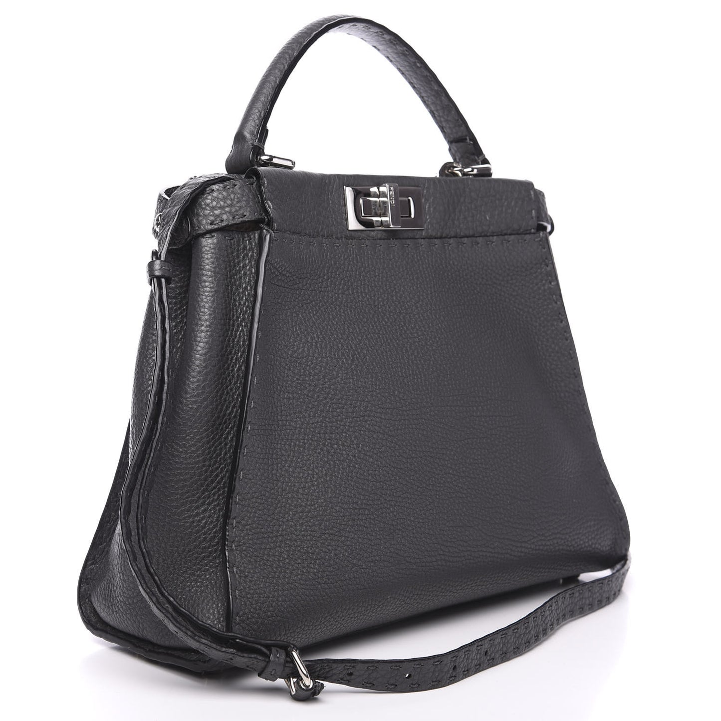 Cuoio Romano Selleria Bi-Color Medium Peekaboo Iconic Satchel Asfalto Latte