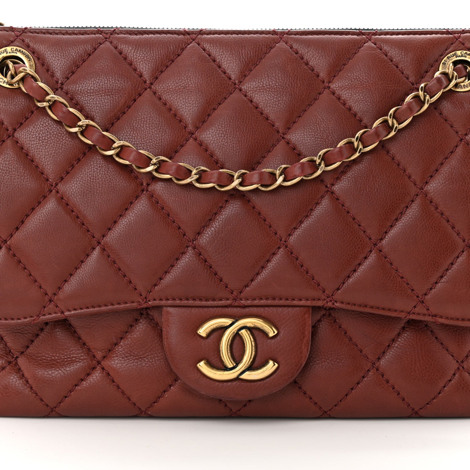 Chanel Calfskin Large Blizzard Zip Top Flap Bag Burgundy 8 of 12