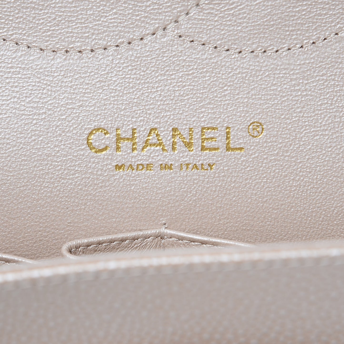 Pearly Caviar Quilted Jumbo Double Flap Light Beige
