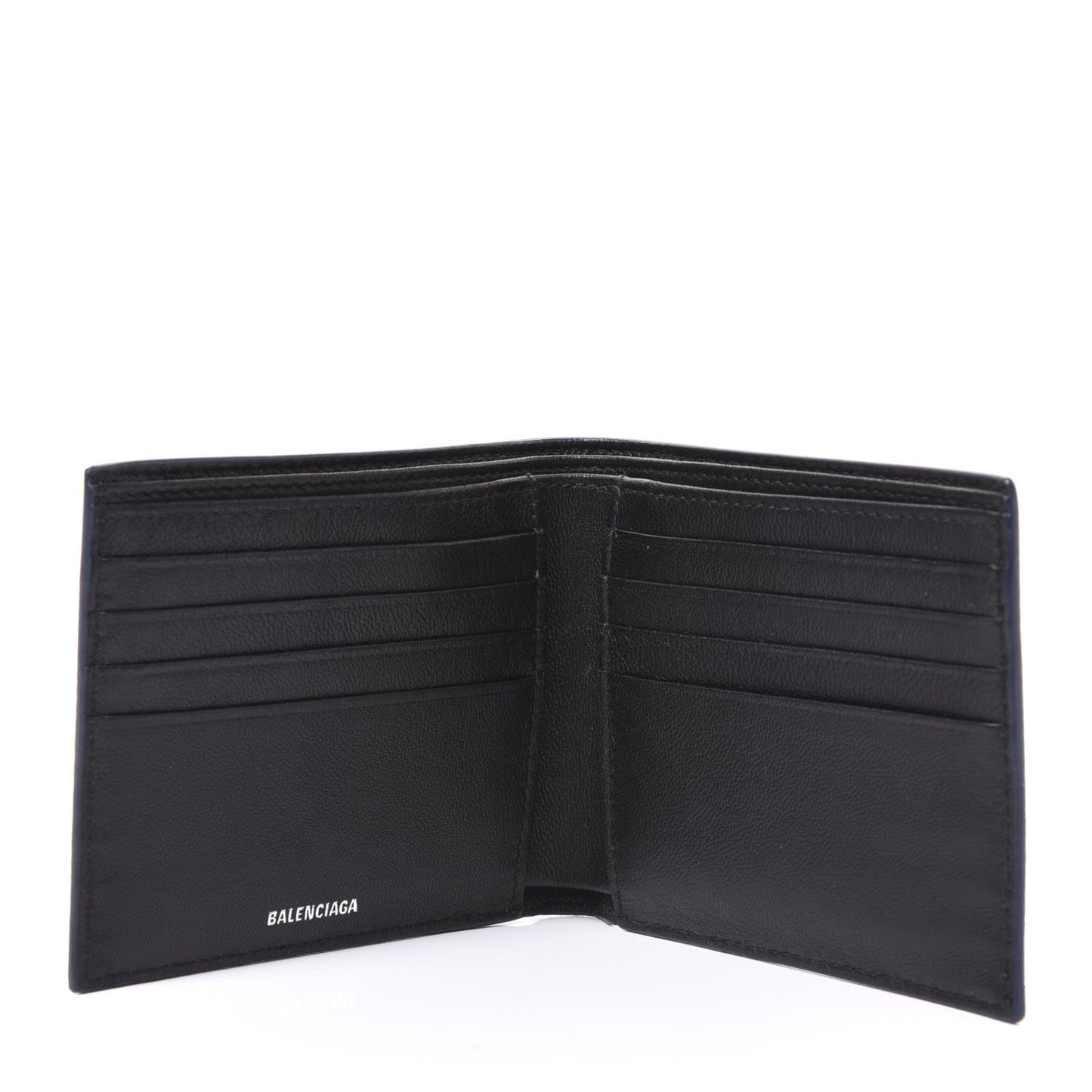 Calfskin Everyday Square Bi-Fold Wallet Bleu